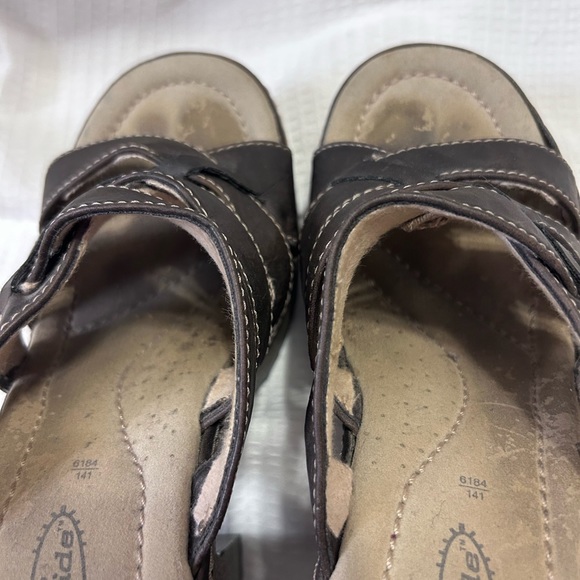 Vintage 90's Y2K Lower East Side Brown Chunky Platform Slides Sandals Size 8.5 - Picture 15 of 16